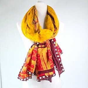 Unisex Red Yellow Oriental Japanese Asian Dragon Wrap Scarf